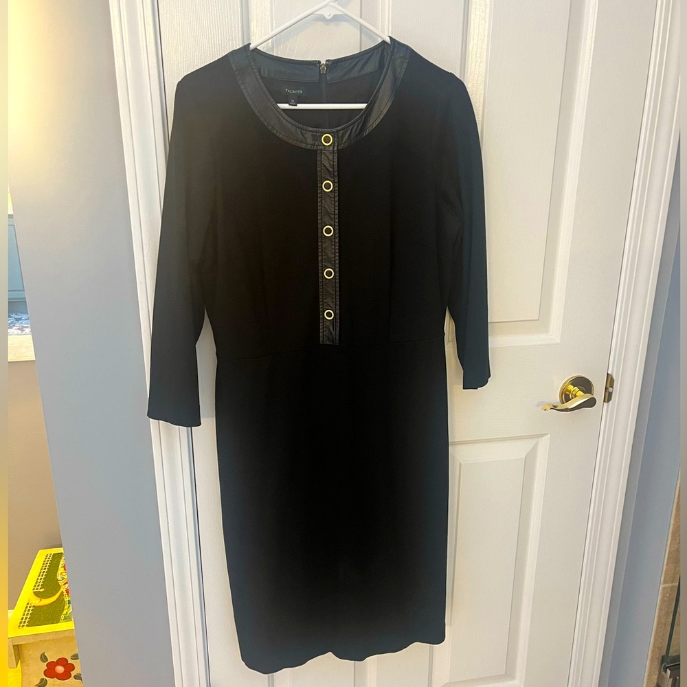 Elegant Black Dress with Faux Leather Accents